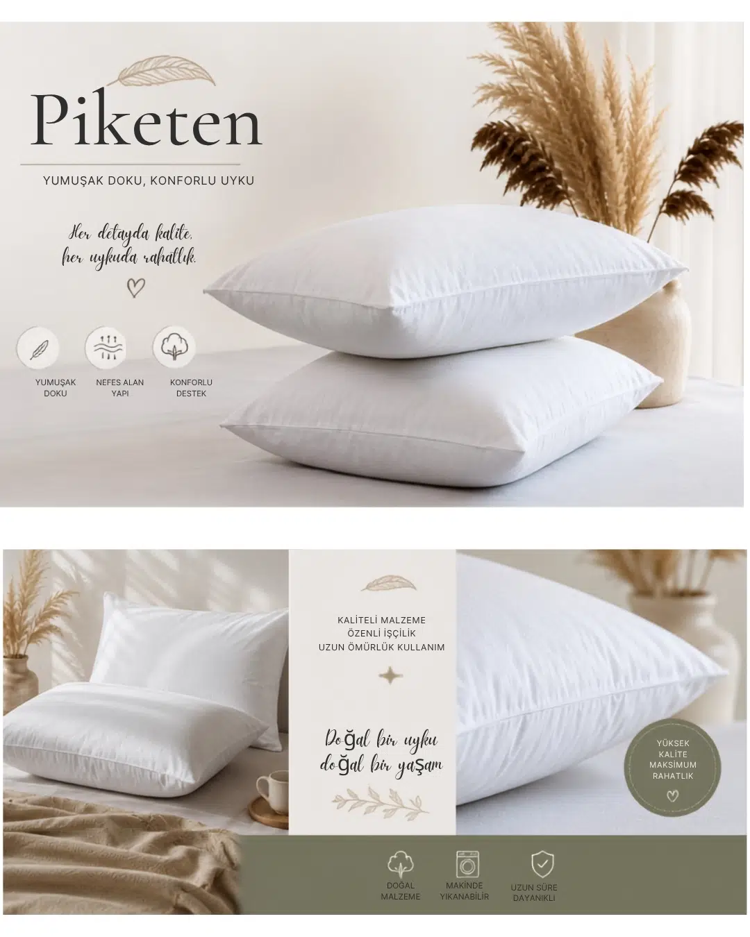 Piketen Boncuk Silikon Dolgulu Yastık 1 Adet 500gr
