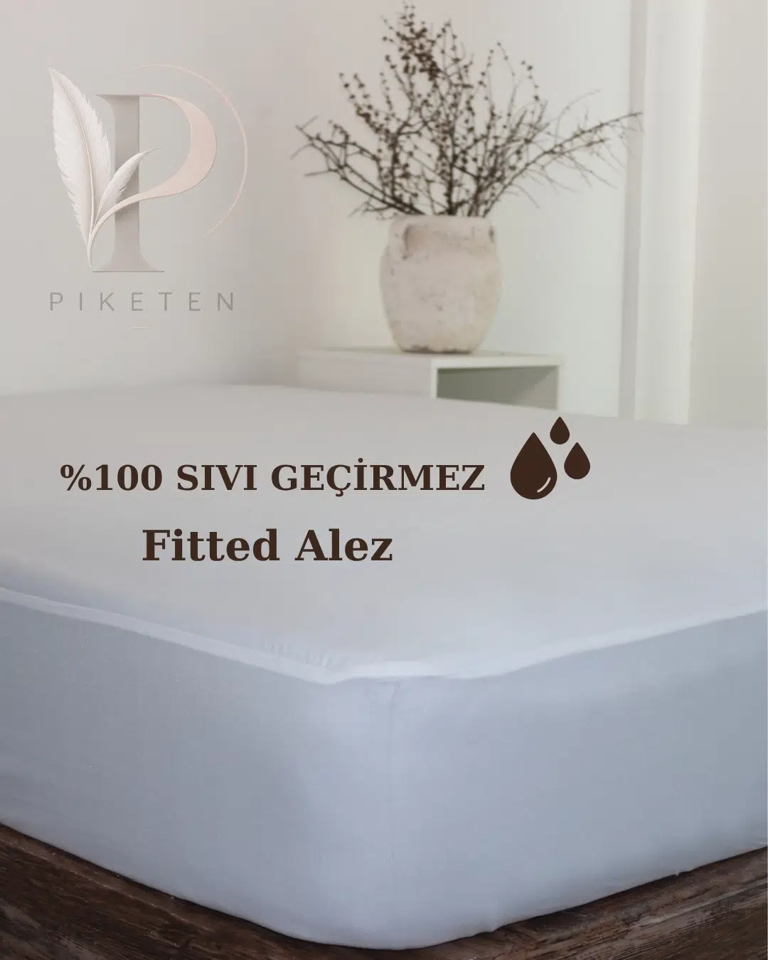 Piketen Sıvı Su Geçirmez Alez Köşe Fitted Full Kenar Alez