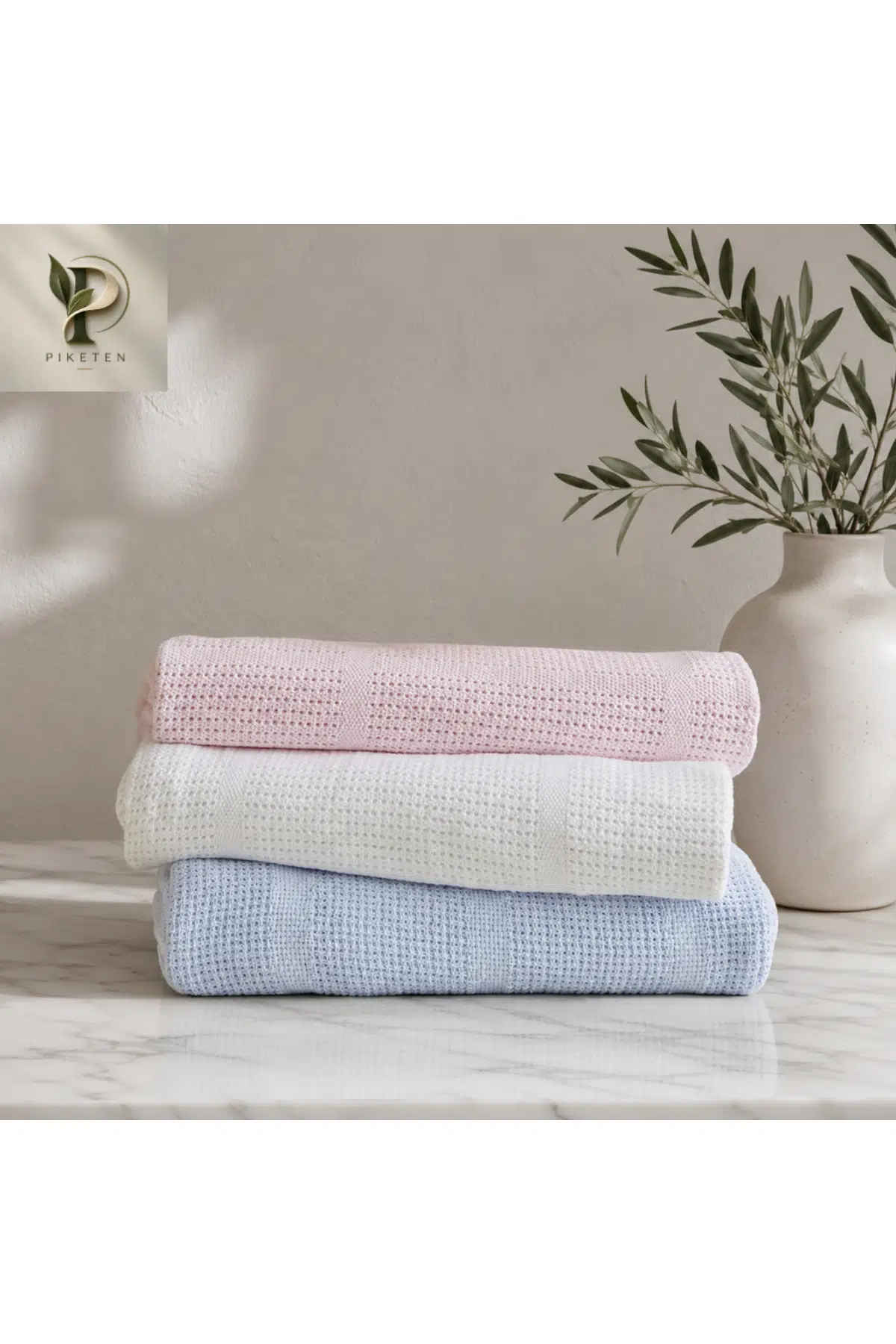 Gözenekli Bebek &amp; Çocuk Pikesi Cellular Blanket %100 Pamuk - Bebek Mavisi