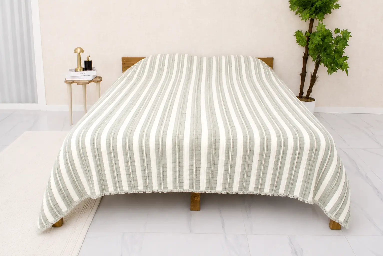 Piketen 4 Katlı Müslin Pike Çift Kişilik 200x230 - Haki
